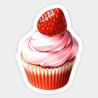 Sweet Strawberry Cupcake Sticker